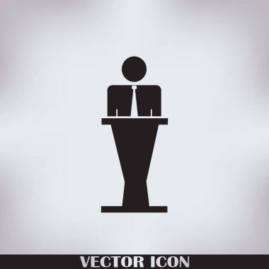 Hoparlör vektör simgesi. Tribün örnek konuşan hatip.