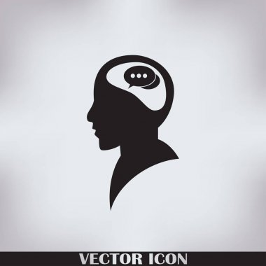 konuşma balonu, insan kafasıyla simgesi. Vektör Eps 10