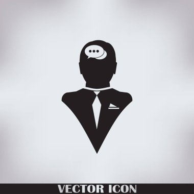 konuşma balonu, insan kafasıyla simgesi. Vektör Eps 10