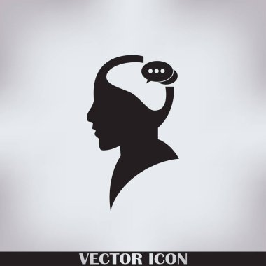 konuşma balonu, insan kafasıyla simgesi. Vektör Eps 10