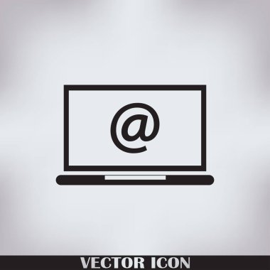 Laptop ekran üzerinde zarf e-posta ile. E-posta pazarlama, internet reklam kavramları. Düz vektör çizim.