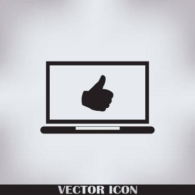 başparmaklar yukarı ya da benzeri semboller dizüstü bilgisayar ekran stok vektöründen gelir