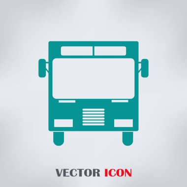 Okul otobüsü simgesi üzerinde arka izole. Logo illüstrasyon