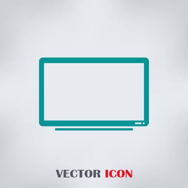 Trendy düz tarzı TV simgesi. Web sitesi tasarımı, logo, app, kullanıcı arabirimi için televizyon sembolü. Vektör çizim, Eps10.