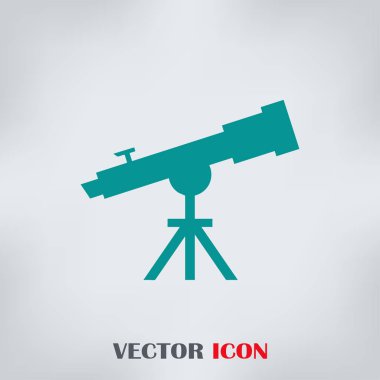 Teleskop simge vektör, katı illüstrasyon