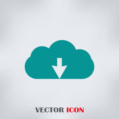 Bulut vektör aşağı ok ile kroki simgesi
