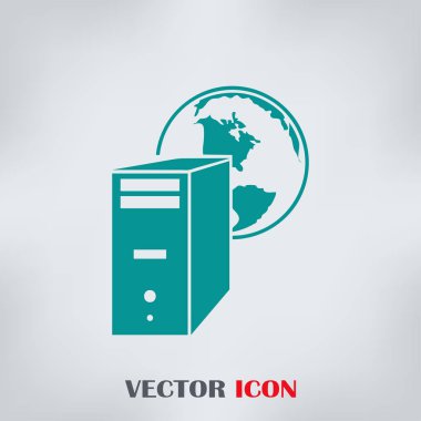 Bilgisayar monitörü simgesi. Düz bilgisayar sembolü. Vektör illüstrasyonu, EPS10.