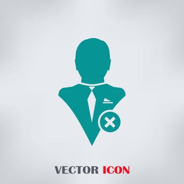 Kullanıcı profili işareti simgesini Sil glif ile web. Vektör çizim tasarım öğesi eps10