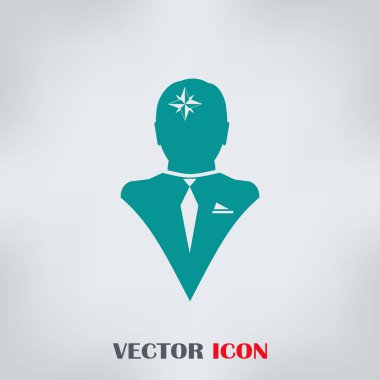 Vektör simge baş düşünme silüeti vektör adam ve pusula ve iletki hakkındaki düşüncelerini