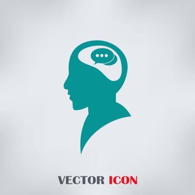 konuşma balonu, insan kafasıyla simgesi. Vektör Eps 10