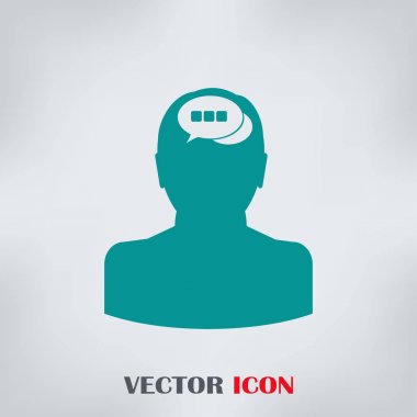 konuşma balonu, insan kafasıyla simgesi. Vektör Eps 10