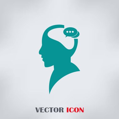 konuşma balonu, insan kafasıyla simgesi. Vektör Eps 10