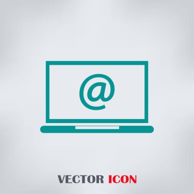 Laptop ekran üzerinde zarf e-posta ile. E-posta pazarlama, internet reklam kavramları. Düz vektör çizim.