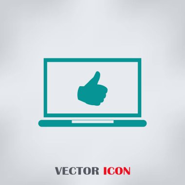 başparmaklar yukarı ya da benzeri semboller dizüstü bilgisayar ekran stok vektöründen gelir