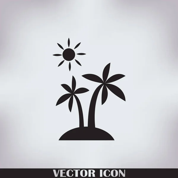 Ilustración palmeras, sol, surf — Vector de stock