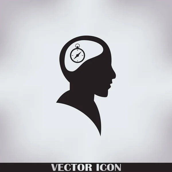 Vektor-Ikone Kopf denken silhoutte Vektor Mann und sein Geist über den Kompass und Winkelmesser — Stockvektor