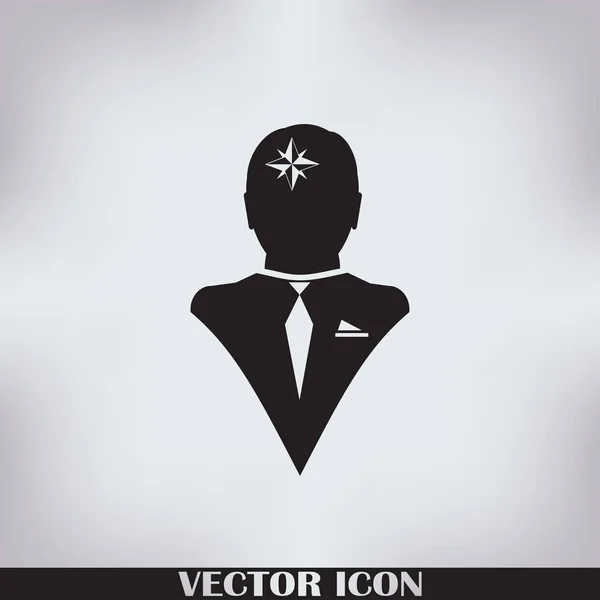 Vector Icono cabeza pensar silhoutte vector hombre y su mente acerca de la brújula y transportador — Vector de stock