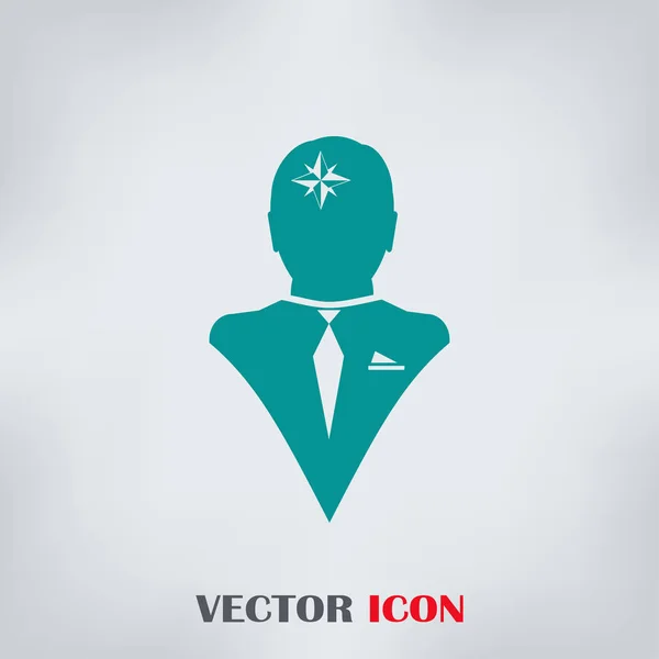 Vector Icono cabeza pensar silhoutte vector hombre y su mente acerca de la brújula y transportador — Vector de stock