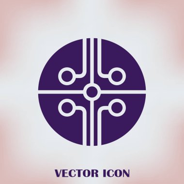 Devre kartı, teknoloji ikonu, vektör illüstrasyonu. Düz tasarım biçimi
