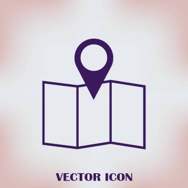 İşaretçi simgesi trendy düz tarzı. Web sitesi tasarımı, logo, app, kullanıcı arabirimi için PIN sembolü. Vektör çizim, Eps10.