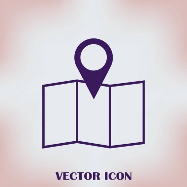 İşaretçi simgesi trendy düz tarzı. Web sitesi tasarımı, logo, app, kullanıcı arabirimi için PIN sembolü. Vektör çizim, Eps10.