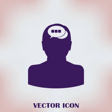 konuşma balonu, insan kafasıyla simgesi. Vektör Eps 10