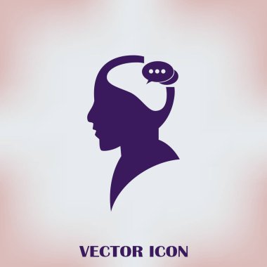 konuşma balonu, insan kafasıyla simgesi. Vektör Eps 10