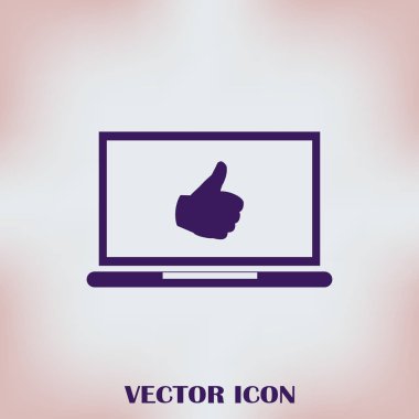 başparmaklar yukarı ya da benzeri semboller dizüstü bilgisayar ekran stok vektöründen gelir