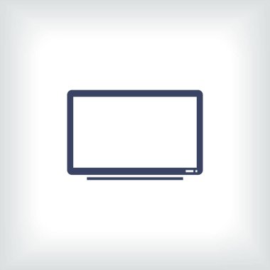 Gri arkaplanda izole edilmiş düz moda Tv Simgesi.