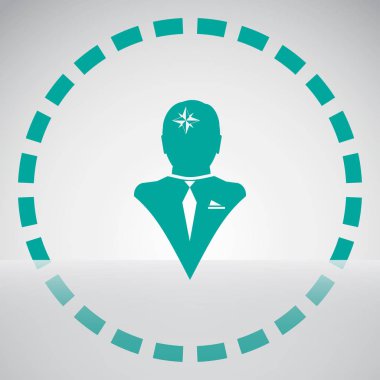 Siluet pusula gül işareti ilave bir mavi arka plan, vektör çizim ile insan kafasından