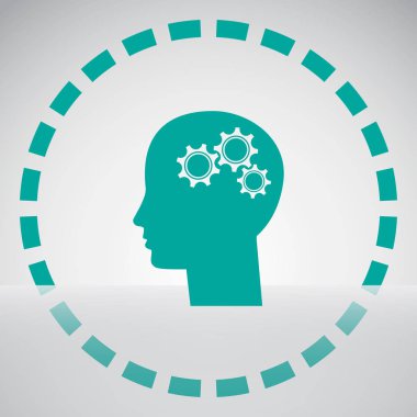 Gears'ı set olarak bir beyin ile insan kafa siluet. fikir ve İnovasyon kavramı