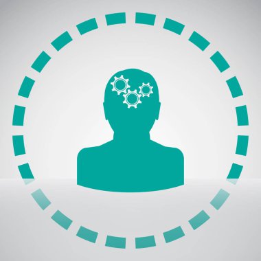 Gears'ı set olarak bir beyin ile insan kafa siluet. fikir ve İnovasyon kavramı