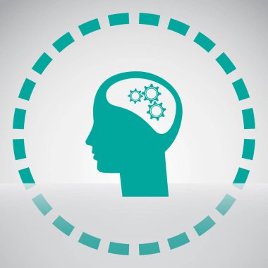 Gears'ı set olarak bir beyin ile insan kafa siluet. fikir ve İnovasyon kavramı