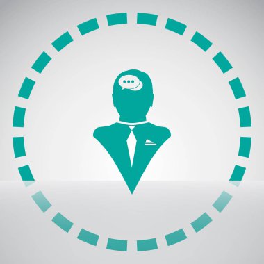 Bir kafa ile konuşma balonu silüeti. Bir kafa ile konuşma balonu vektör çizim silueti. Siluet konuşma balonu vektör konsepti ile baş