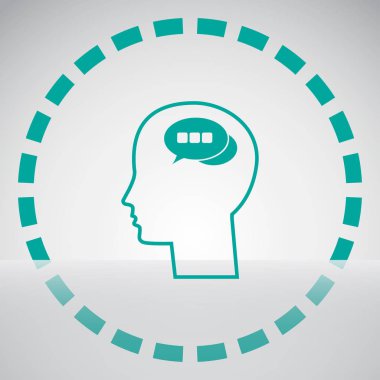 Bir kafa ile konuşma balonu silüeti. Bir kafa ile konuşma balonu vektör çizim silueti. Siluet konuşma balonu vektör konsepti ile baş