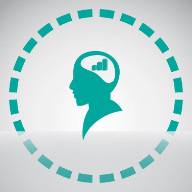 İş adamı ve büyüyen diyagramı siluetleri. insan baş ve grafik simgesi. İş kavramı