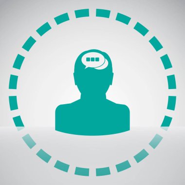 Bir kafa ile konuşma balonu silüeti. Bir kafa ile konuşma balonu vektör çizim silueti. Siluet konuşma balonu vektör konsepti ile baş