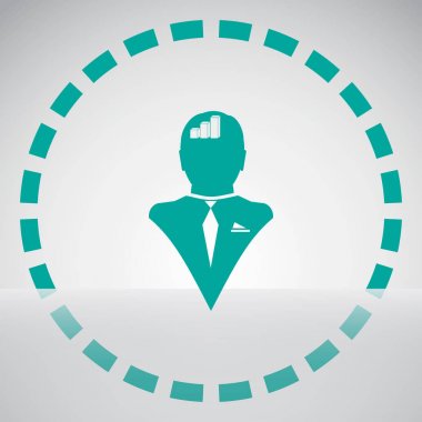 İş adamı ve büyüyen diyagramı siluetleri. insan baş ve grafik simgesi. İş kavramı