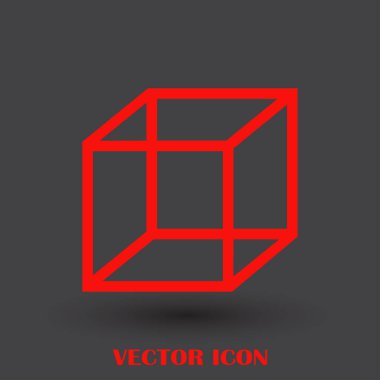 İzometrik küp vektör simgesi. 3D kare işareti. Kutu simgesi