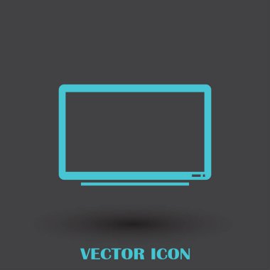 Trendy düz tarzı TV simgesi. Web sitesi tasarımı, logo, app, kullanıcı arabirimi için televizyon sembolü. Vektör çizim, Eps10.