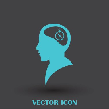 Siluet vektör çizim pusula gül işaretiyle insan kafasından