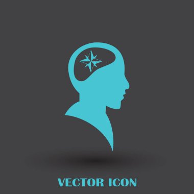 Siluet vektör çizim pusula gül işaretiyle insan kafasından