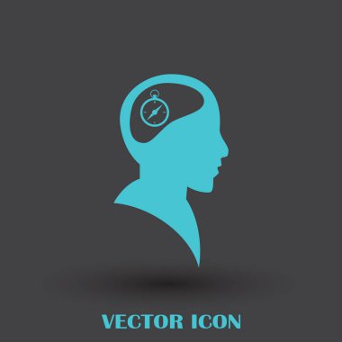 Siluet vektör çizim pusula gül işaretiyle insan kafasından