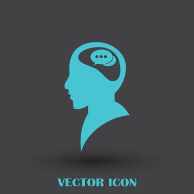 Bir kafa ile konuşma balonu silüeti. Bir kafa ile konuşma balonu vektör çizim silueti. Siluet konuşma balonu vektör konsepti ile baş. Siluet vektör görüntü ile bir adam kafa