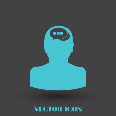 Bir kafa ile konuşma balonu silüeti. Bir kafa ile konuşma balonu vektör çizim silueti. Siluet konuşma balonu vektör konsepti ile baş. Siluet vektör görüntü ile bir adam kafa