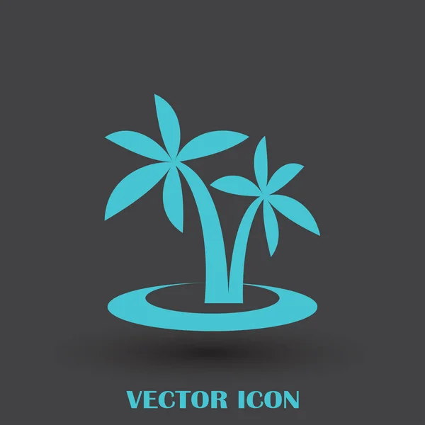 Palm trees silhouette on island. Vector illustration — Stock Vector