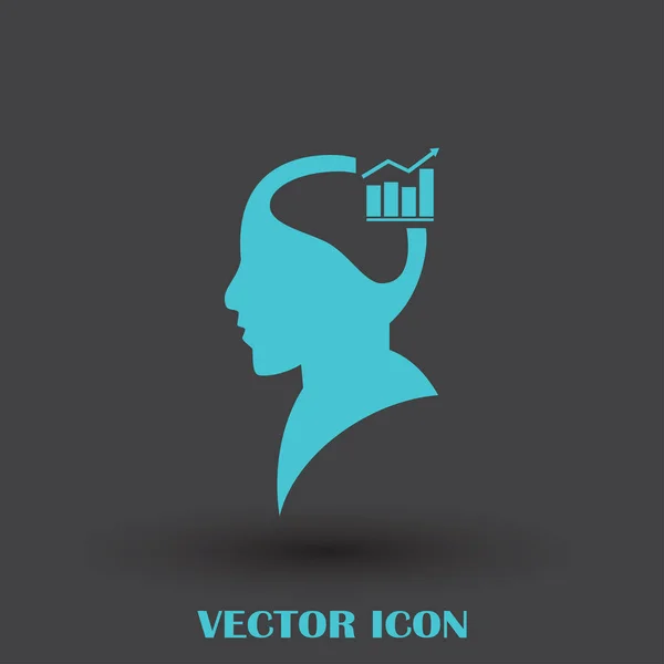 Geschäftsmann und wachsende Diagramm-Silhouetten. menschlicher Kopf und Diagramm-Symbol. Geschäftskonzept — Stockvektor