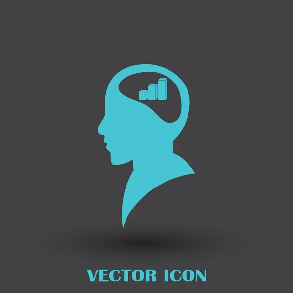 Geschäftsmann und wachsende Diagramm-Silhouetten. menschlicher Kopf und Diagramm-Symbol. Geschäftskonzept — Stockvektor