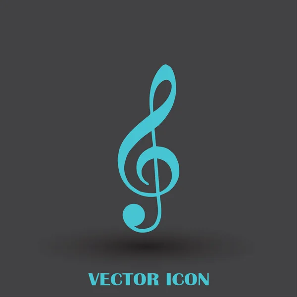 Música plana icono treblekey — Vector de stock