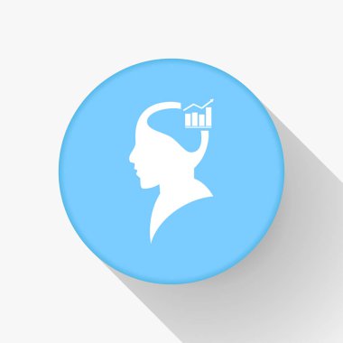 İş adamı ve büyüyen diyagramı siluetleri. insan baş ve grafik simgesi. İş kavramı